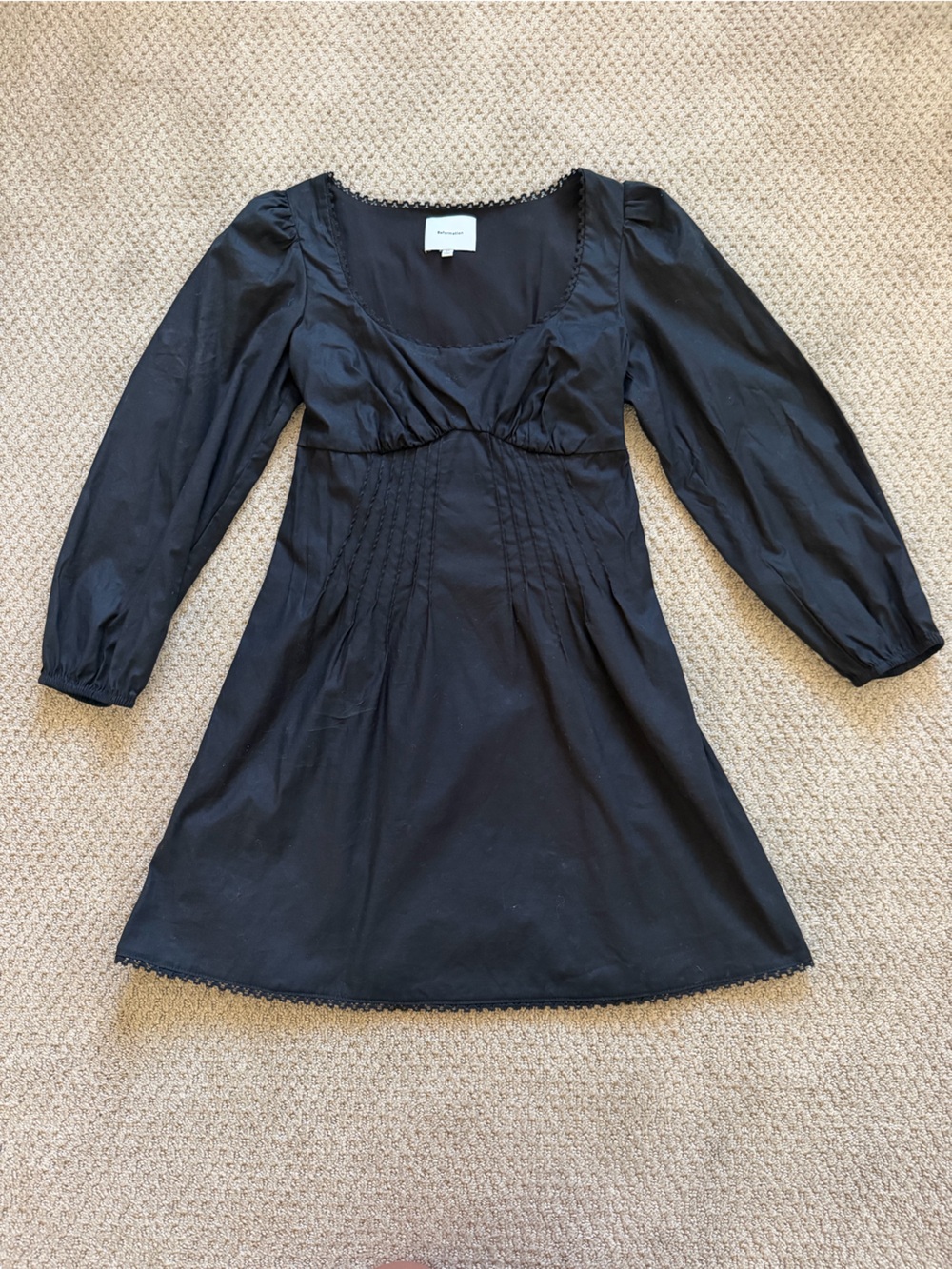 Reformation Black Long Sleeve Dress